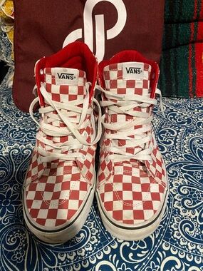 Vans Authentic Hi 2.0 Checkerboard High-Top Sneakers - Red & White
